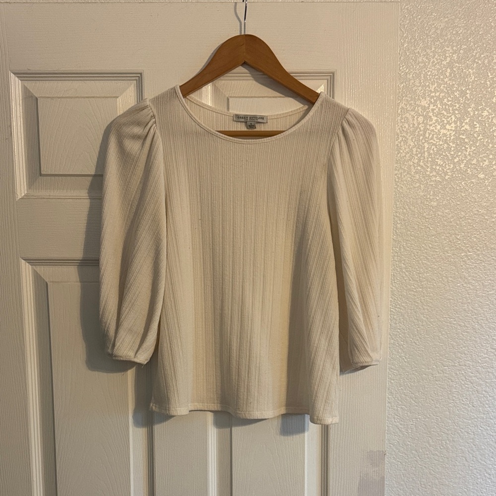 Green Envelope Cream Blouse